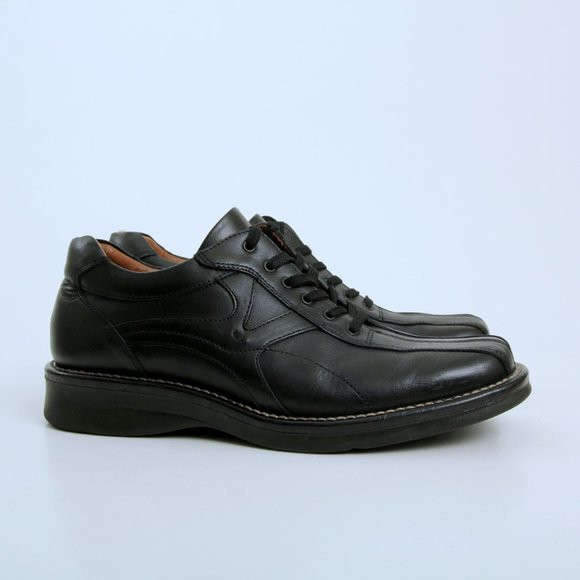 Venturini Square Toe Leather Oxford Shoes in Black Men Size 7.5 - Picture 1 of 13